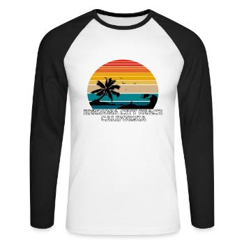 Hermosa City Beach Plages de Californie - T-shirt baseball manches longues Homme - blanc/noir - Devant - Nik (191cm)