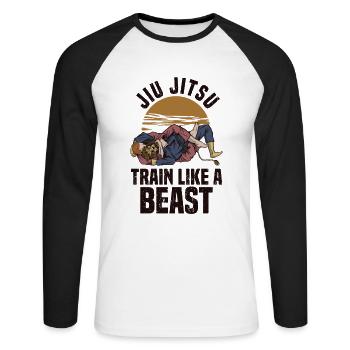 Ju Jutsu Brazilian Martial Arts Training - Unisex Long Sleeve Baseball T-Shirt - white/black - Front - Nik (191cm)