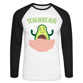 Schlavocado Avocado Chemise de sommeil officielle - T-shirt baseball manches longues Homme - blanc/noir - Devant - Nik (191cm)