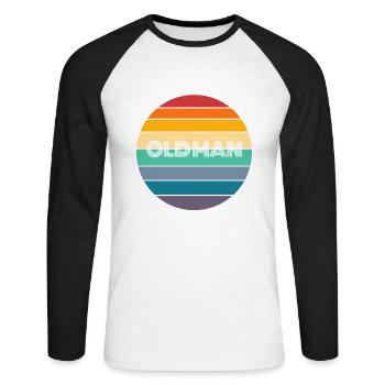 Rainbow Old man Retro Vintage - Unisex Baseballshirt langarm - Weiß/Schwarz - Vorne - Nik (191cm)