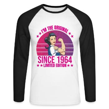 Ich Bin Das Original Seit 1964 Limited Edition - Unisex Baseballshirt langarm - Weiß/Schwarz - Vorne - Nik (191cm)