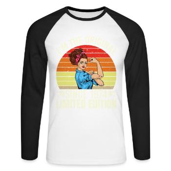 Ich Bin Das Original Seit 1974 Limited Edition - Unisex Baseballshirt langarm - Weiß/Schwarz - Vorne - Nik (191cm)