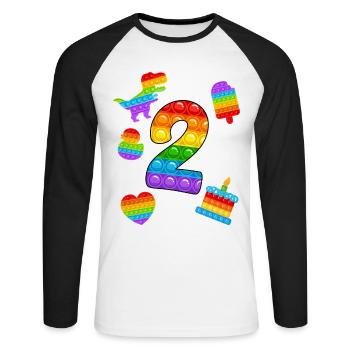 2. Geburtstag Pop 2 Jahr Party Für Jungen pop it - Unisex Baseballshirt langarm - Weiß/Schwarz - Vorne - Nik (191cm)