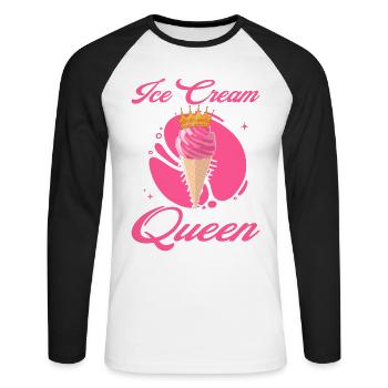 Reine des glaces Sorbet Icicles Mochi - T-shirt baseball manches longues Homme - blanc/noir - Devant - Nik (191cm)