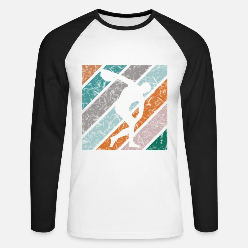 Diskuswerfen Design Diskuswerfer Diskuswerferin - Unisex Baseballshirt langarm - Weiß/Schwarz