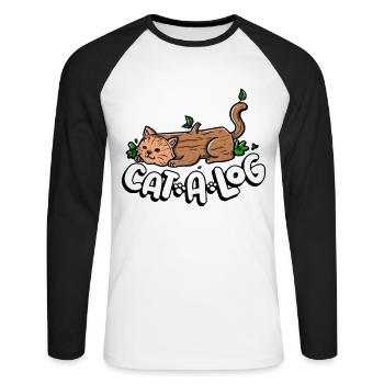 Drôle de chat Un chat rond Chat Chat arbre Abattage - T-shirt baseball manches longues Homme - blanc/noir - Devant - Nik (191cm)