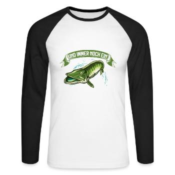 50 Jahre und immer noch ein toller Hecht Angler - Unisex Baseballshirt langarm - Weiß/Schwarz - Vorne - Nik (191cm)