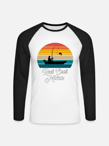 Reel Cool Mima Fishing Gifts - Unisex Long Sleeve Baseball T-Shirt - white/black