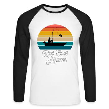 Reel Cool Mother Cadeaux de pêche - T-shirt baseball manches longues Homme - blanc/noir - Devant - Nik (191cm)