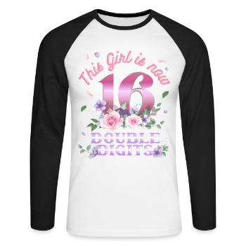 Dieses Mädchen Ist Jetzt 16 Double Digits 16. - Unisex Baseballshirt langarm - Weiß/Schwarz - Vorne - Nik (191cm)