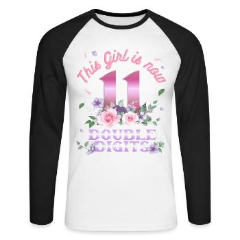 Dieses Mädchen Ist Jetzt 11 Double Digits 11. - Unisex Baseballshirt langarm - Weiß/Schwarz - Vorne - Nik (191cm)