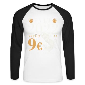 Sylt 2022 for 9 € I shoot cod and celebrate beer - Unisex Long Sleeve Baseball T-Shirt - white/black - Front - Nik (191cm)