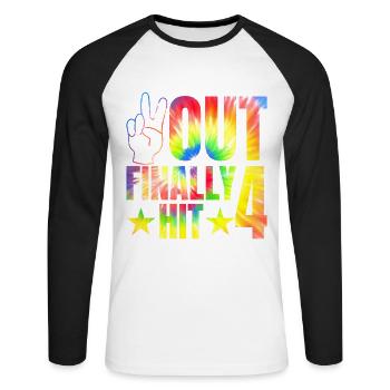 Out Enfin Hit 4 Year Old Célébrant 4e - T-shirt baseball manches longues Homme - blanc/noir - Devant - Nik (191cm)