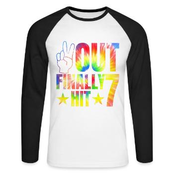 Endlich Hit 7-jähriger Zelebrant Zum 7. Geburtstag - Unisex Baseballshirt langarm - Weiß/Schwarz - Vorne - Nik (191cm)