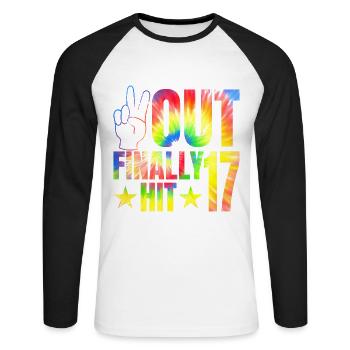 Finally hit 17 years old Promirant 17. - Unisex Long Sleeve Baseball T-Shirt - white/black - Front - Nik (191cm)
