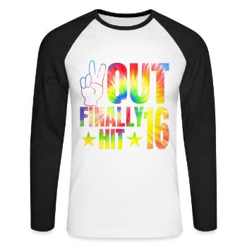 Enfin frappé le célébrant de 16 ans 16. - T-shirt baseball manches longues Homme - blanc/noir - Devant - Nik (191cm)