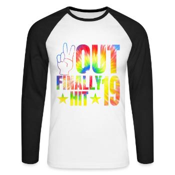 Endlich Hit 19-jährige Zelebrant 19. - Unisex Baseballshirt langarm - Weiß/Schwarz - Vorne - Nik (191cm)