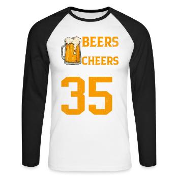 Cheers and beers to 35 years Frothy Mug Of Beer - Unisex Long Sleeve Baseball T-Shirt - white/black - Front - Nik (191cm)