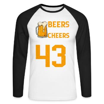 Cheers And Beer To 43 Years Frothy Mug Of Beer - Unisex Long Sleeve Baseball T-Shirt - white/black - Front - Nik (191cm)