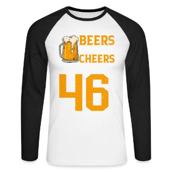 Cheers And Beer To 46 Years Frothy Mug Of Beer - Unisex Long Sleeve Baseball T-Shirt - white/black - Front - Nik (191cm)