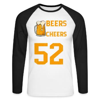 Cheers And Beer On 52 Years Frothy Mug Of Beer - Unisex Long Sleeve Baseball T-Shirt - white/black - Front - Nik (191cm)