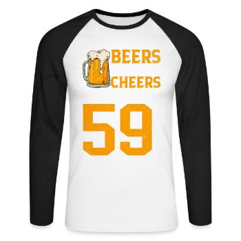 Cheers And Beer To 59 Years Frothy Mug Of Beer - Unisex Long Sleeve Baseball T-Shirt - white/black - Front - Nik (191cm)