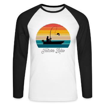 Lieu de pêche du lac Falcon - T-shirt baseball manches longues Homme - blanc/noir - Devant - Nik (191cm)