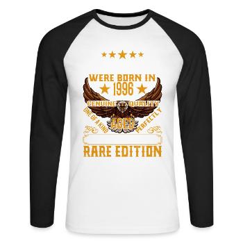 Legends Were born in 1996, Aged Like Whisky - Unisex Long Sleeve Baseball T-Shirt - white/black - Front - Nik (191cm)