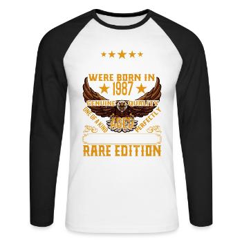 Legends Were Born in 1987, Aged Like Whisky - Unisex Long Sleeve Baseball T-Shirt - white/black - Front - Nik (191cm)