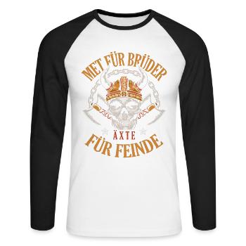 Met Für Bruder Äxte Für Feinde Viking Valkyrie Axt - Unisex Baseballshirt langarm - Weiß/Schwarz - Vorne - Nik (191cm)
