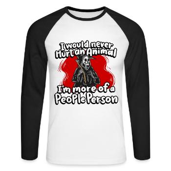 Je ne ferais jamais de mal à un animal, je suis plus susceptible - T-shirt baseball manches longues Homme - blanc/noir - Devant - Nik (191cm)