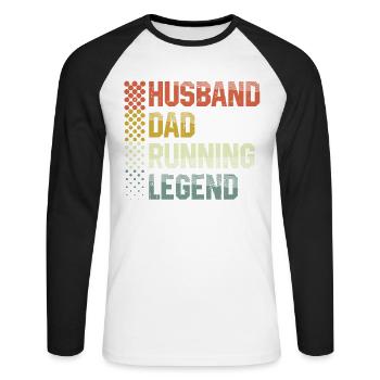 Mari Père Running Legend Runner Marathon - T-shirt baseball manches longues Homme - blanc/noir - Devant - Nik (191cm)