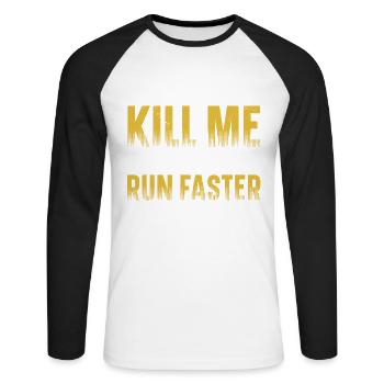 Ce qui ne me tue pas me rend plus rapide - T-shirt baseball manches longues Homme - blanc/noir - Devant - Nik (191cm)