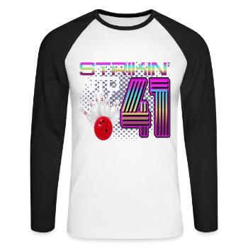Striking Into 41 Bowling Bowler 41. Geburtstag - Unisex Baseballshirt langarm - Weiß/Schwarz - Vorne - Nik (191cm)