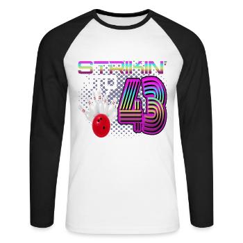 Frapper dans 43 Bowling Bowler 43e anniversaire - T-shirt baseball manches longues Homme - blanc/noir - Devant - Nik (191cm)