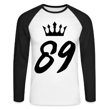 89 Number crown - Unisex Long Sleeve Baseball T-Shirt - white/black - Front - Nik (191cm)