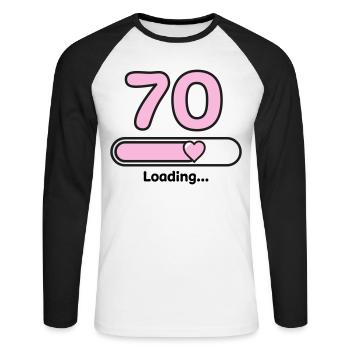 70 years birthday - Unisex Long Sleeve Baseball T-Shirt - white/black - Front - Nik (191cm)