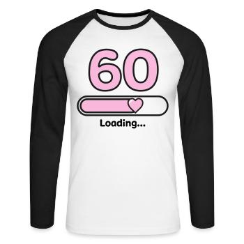 60e anniversaire - T-shirt baseball manches longues Homme - blanc/noir - Devant - Nik (191cm)