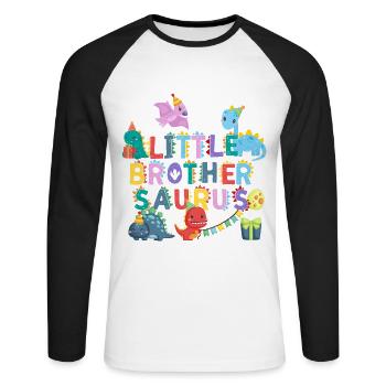 Little brother Saurus | Rawr Dinosaur Tshirt | - Unisex Long Sleeve Baseball T-Shirt - white/black - Front - Nik (191cm)