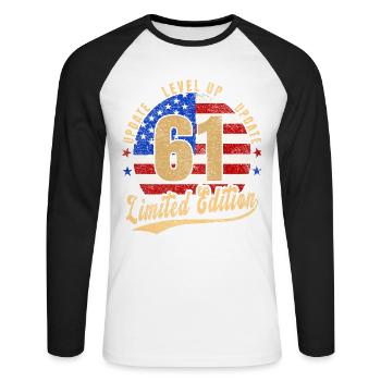 Update Level Up 61 Years Limited Edition USA - Unisex Long Sleeve Baseball T-Shirt - white/black - Front - Nik (191cm)