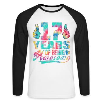 17. Geburtstag Oder Jahrestag 17 Years Of Being - Unisex Baseballshirt langarm - Weiß/Schwarz - Vorne - Nik (191cm)
