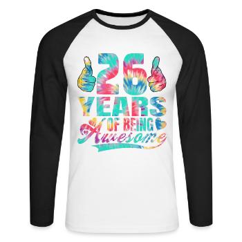 26th birthday or anniversary 26 years of being - Unisex Long Sleeve Baseball T-Shirt - white/black - Front - Nik (191cm)