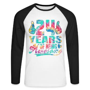 24th birthday or anniversary 24 years of being - Unisex Long Sleeve Baseball T-Shirt - white/black - Front - Nik (191cm)