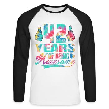 42nd birthday or anniversary 42 years of being - Unisex Long Sleeve Baseball T-Shirt - white/black - Front - Nik (191cm)