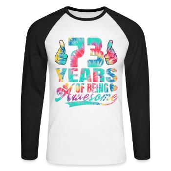 73e anniversaire ou anniversaire 73 ans d’existence - T-shirt baseball manches longues Homme - blanc/noir - Devant - Nik (191cm)