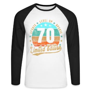 Update Level Up 70 Years Limited Edition Retro - Unisex Long Sleeve Baseball T-Shirt - white/black - Front - Nik (191cm)
