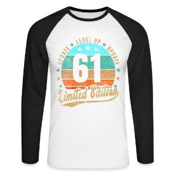 Update Level Up 61 Years Limited Edition Retro - Unisex Long Sleeve Baseball T-Shirt - white/black - Front - Nik (191cm)