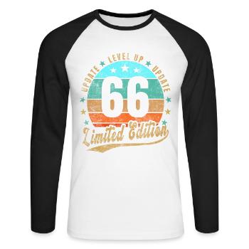 Update Level Up 66 Years Limited Edition Retro - Unisex Long Sleeve Baseball T-Shirt - white/black - Front - Nik (191cm)