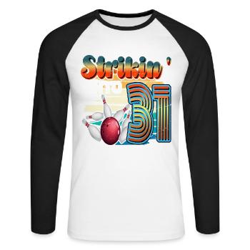Strikin' Into 31 Bowling Bowler 31. Geburtstag - Unisex Baseballshirt langarm - Weiß/Schwarz - Vorne - Nik (191cm)