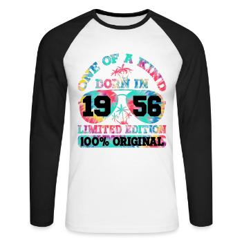 Unique Born 1956 Édition Limitée - T-shirt baseball manches longues Homme - blanc/noir - Devant - Nik (191cm)